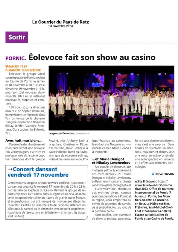 eole-voce-show-musical-novembre-2024-casino-de-pornic-article-presse-courrier-du-pays-de-retz